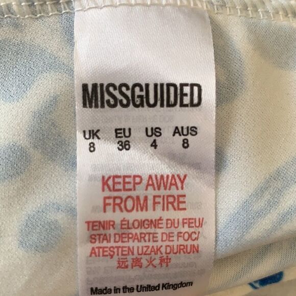 Misguided Blue White Flare Mini Skater Skirt Sz 4 - Picture 5 of 8